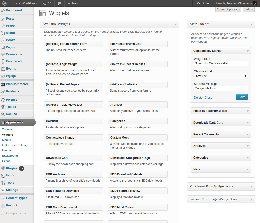 The signup form widget