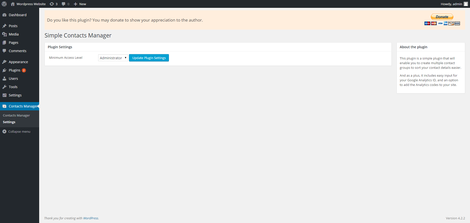 Settings Page