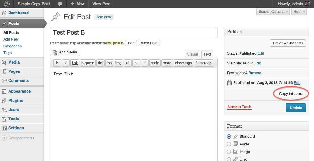 The Simple Copy Post Editor Button