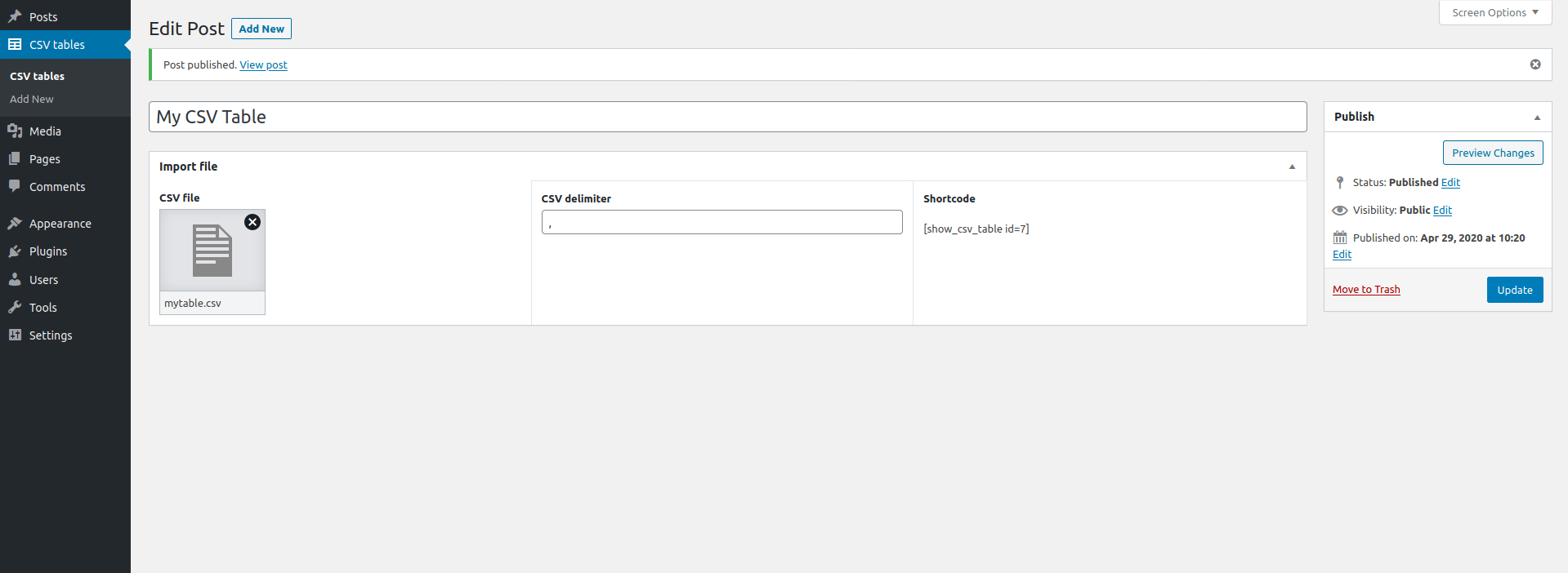 A shortcode will be generated.
