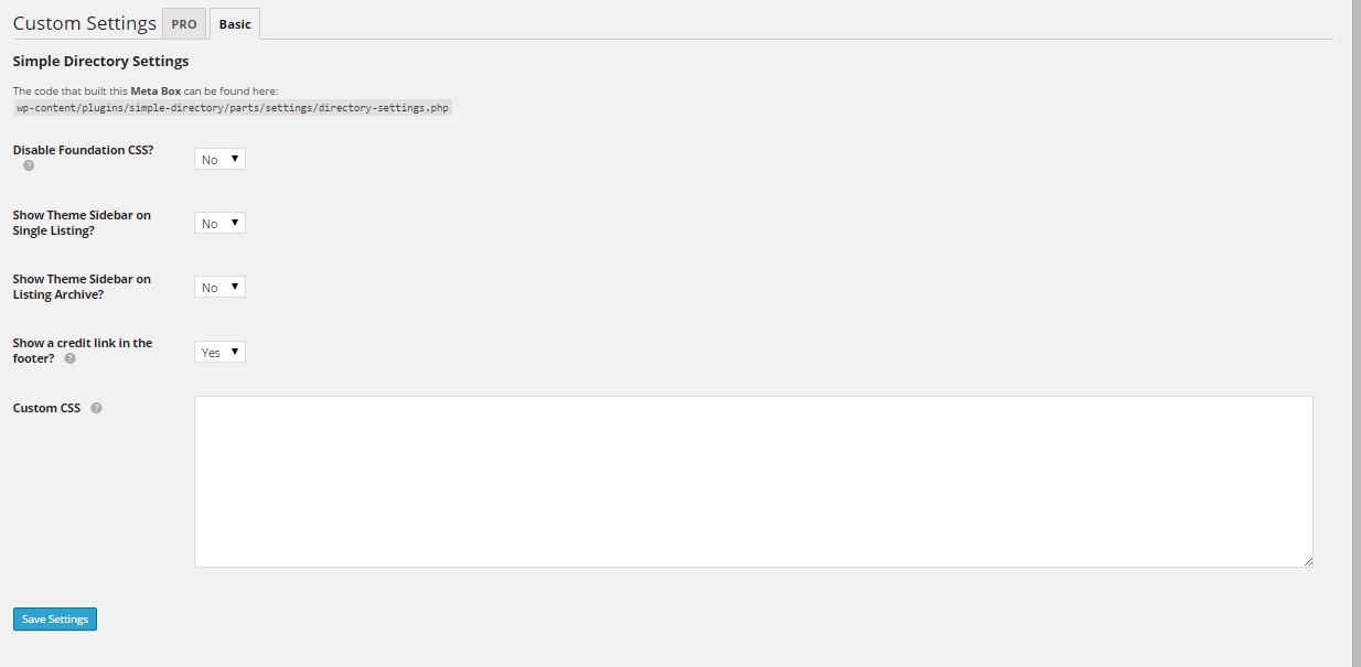 Set your options and add custom css on the settings page.