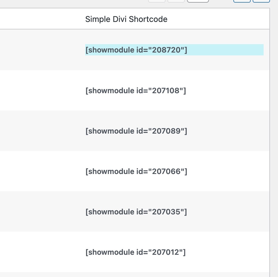 Hovering the shortcode will allow you to copy it by click