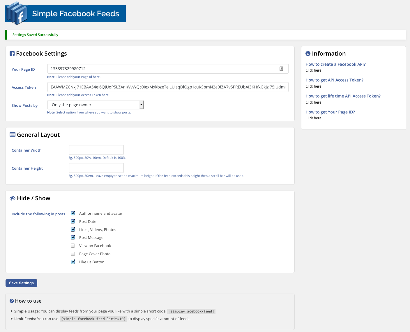 Settings Page.