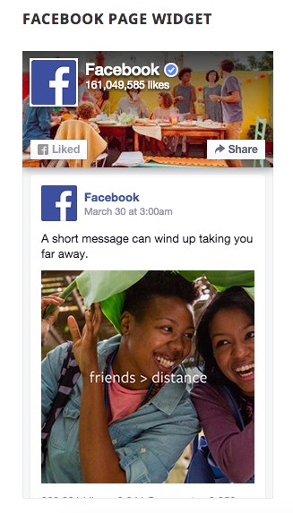 Frontend view of the Facebook Page widget.