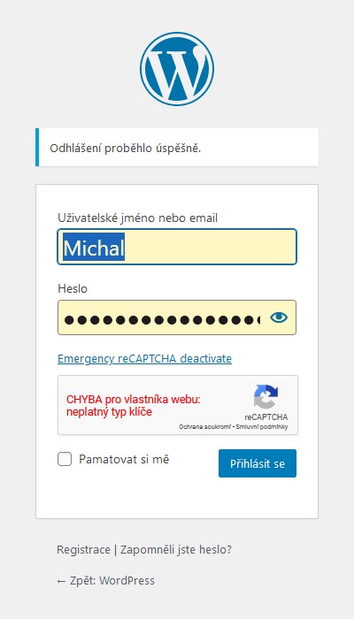 Emergency reCAPTCHA deactivate link