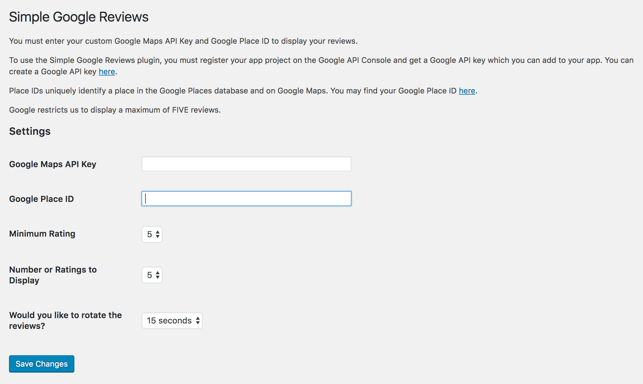 The settings screen will allow you to customize the options available.