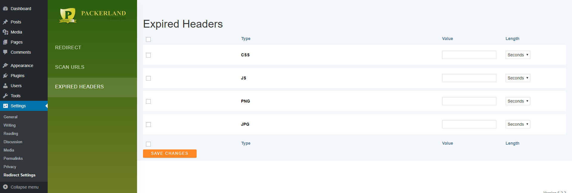 Plugin Expired Headers Settings (Version 1.5.6)