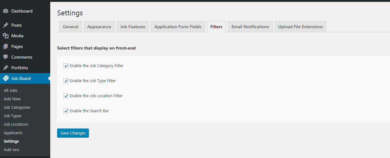 **Job Type** - This allows users to specify the type of jobs you offer to them.