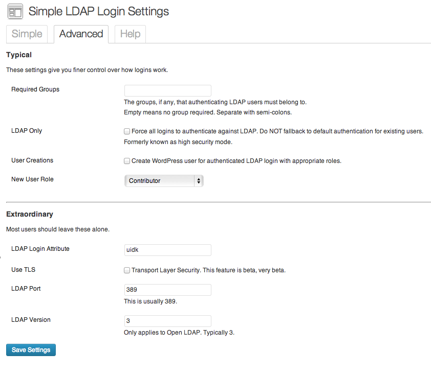 Advanced options for power users.