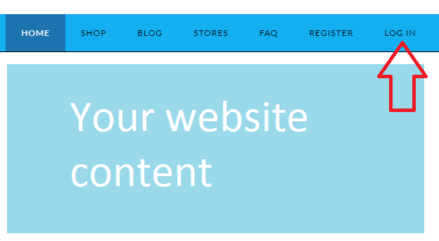 Navigation menu while user logged out.