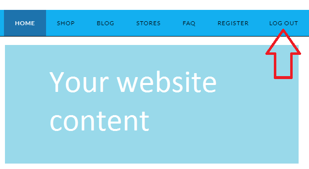 Navigation menu while user logged in.