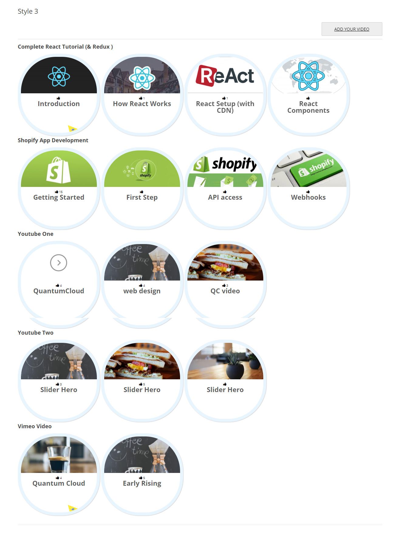 Front end youtube gallery template