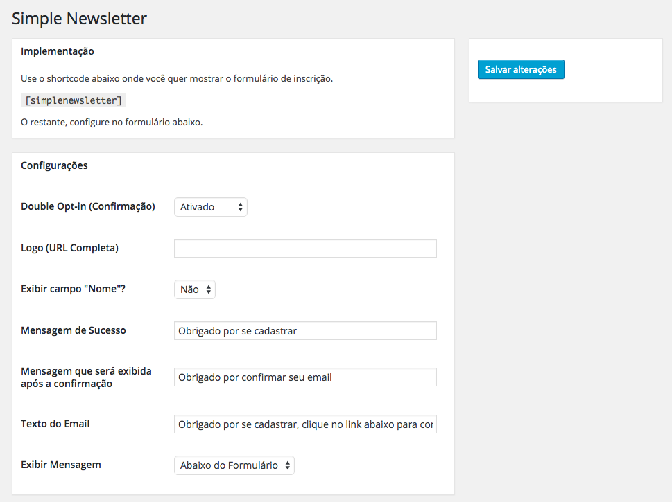Configuration Screen