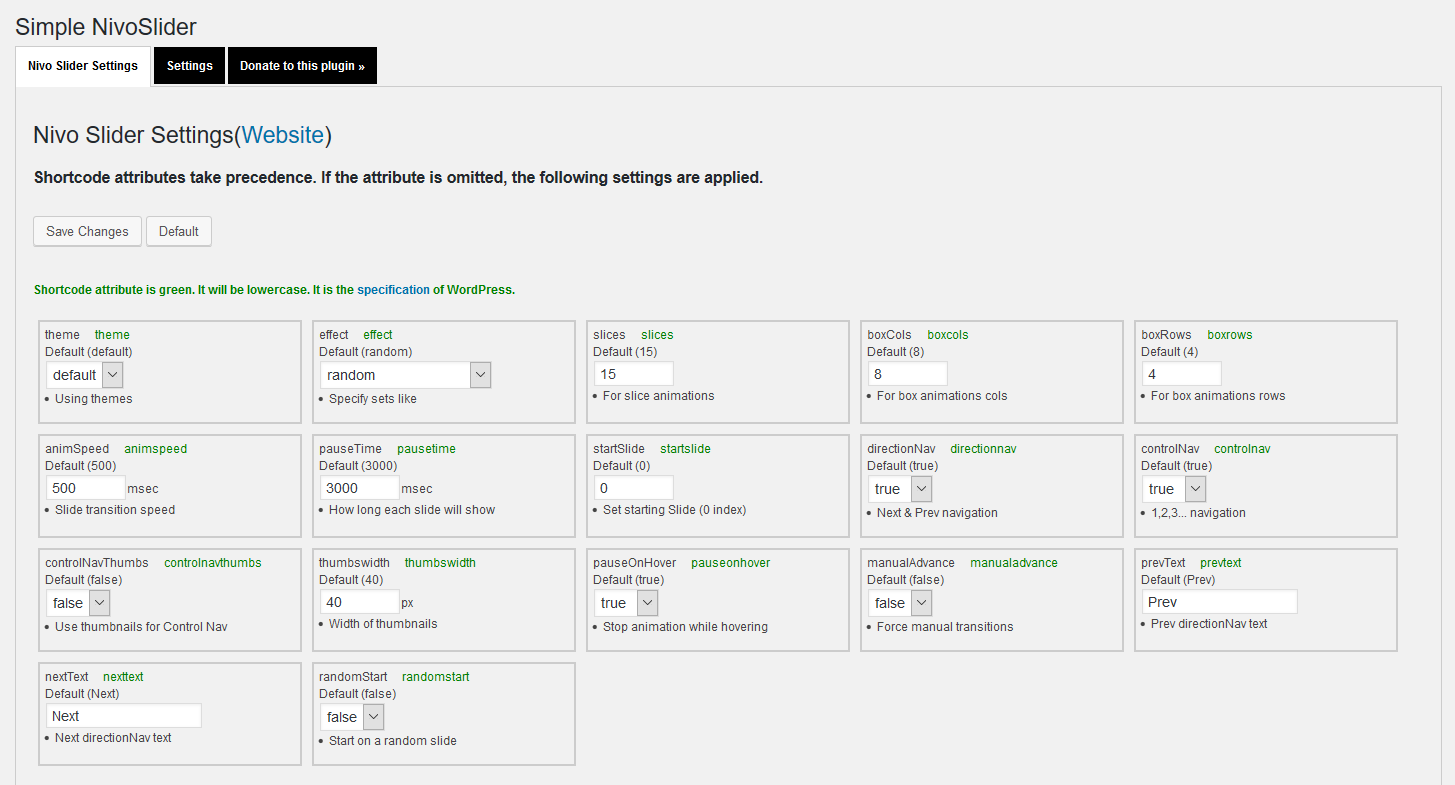 Nivo Slider Settings