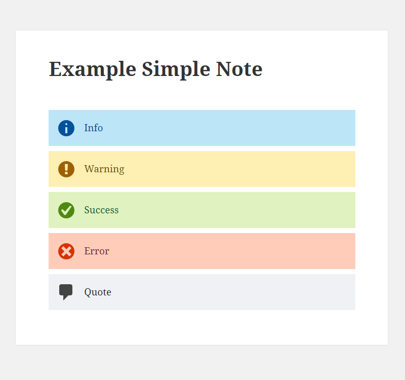 Preview Simple Note blocks in page content