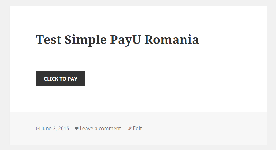 Simple PayU Romania front-end payment form button
