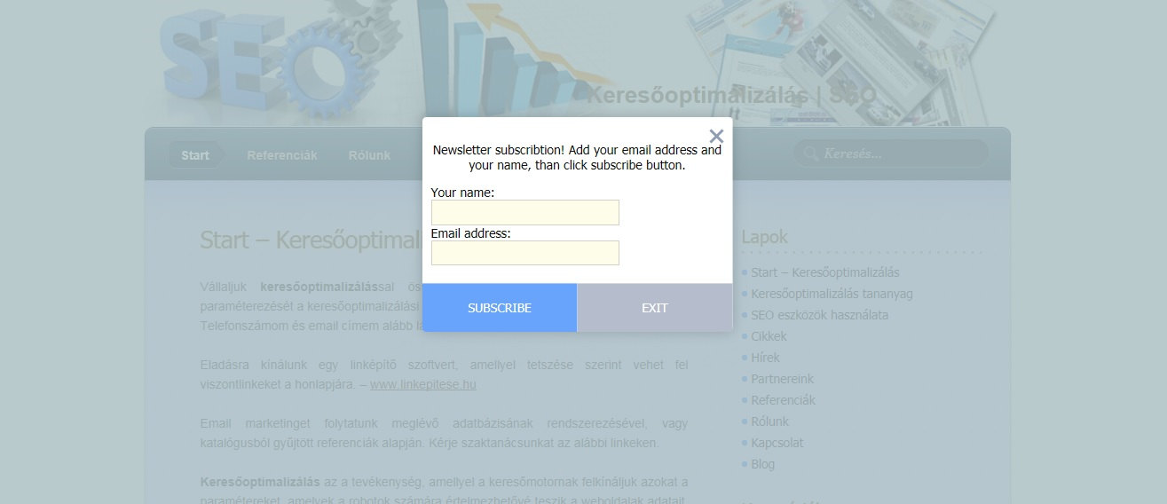 Shows the Pop-up Window