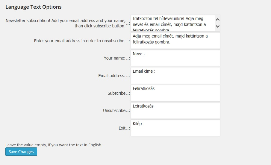 Language options