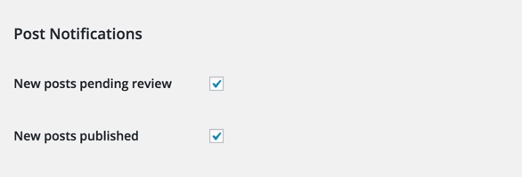 Post alert notification settings on the user profile.