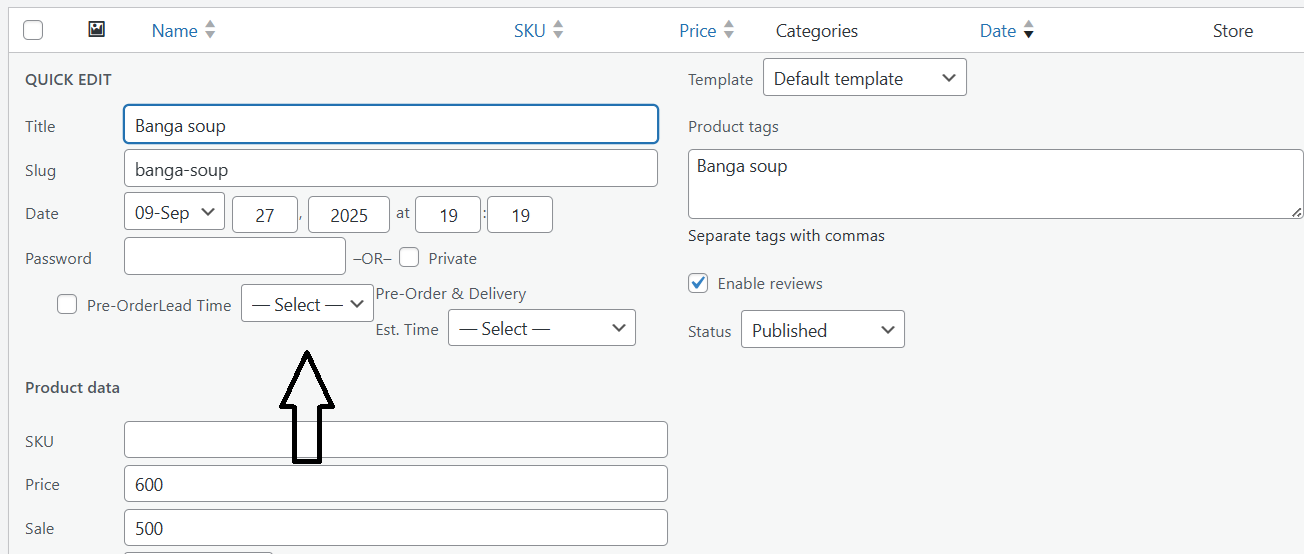 Pre-Order and Estimated Delivery times editable via quick edit in admin dashboard.