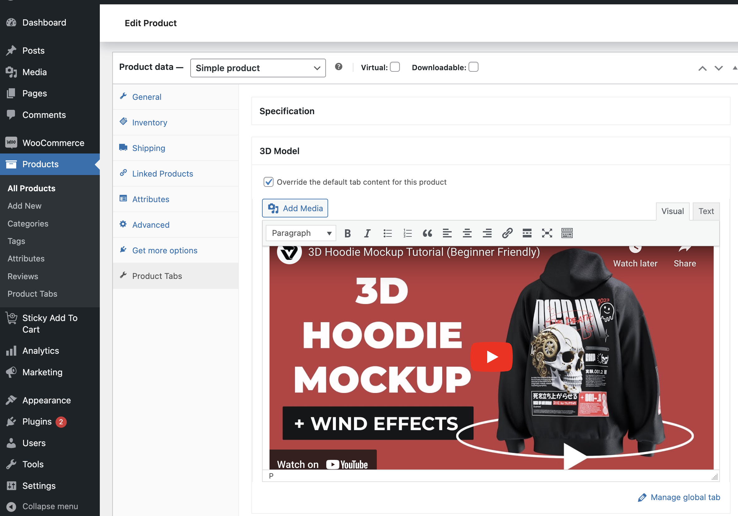 Product Custom Tabs