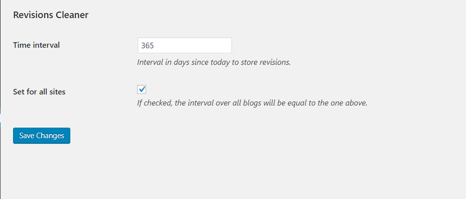 Settings page in network administration