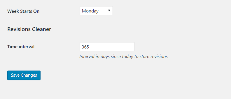 Settings page in single site (General Settings page).