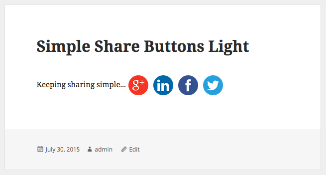 An example of how your share buttons will appear when using Simple Share Buttons Light