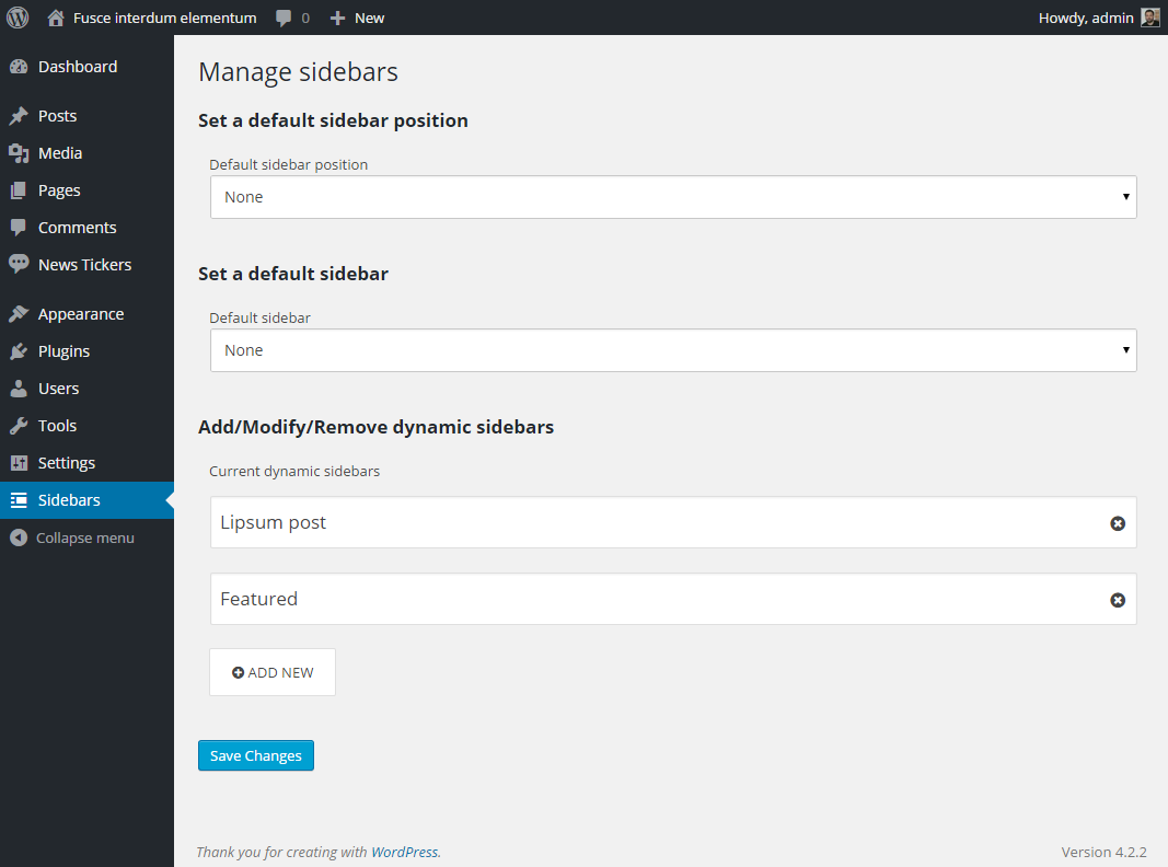 The settings page where you can extend the support of post type.