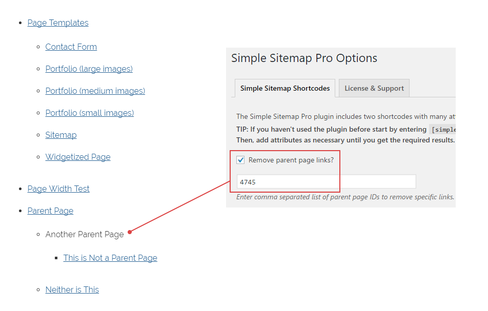 Simple sitemap front end view.