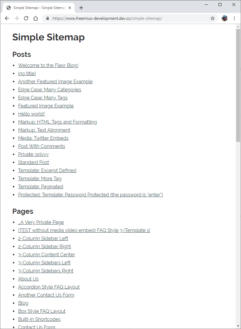 Sitemap tabs look great on the front end too.