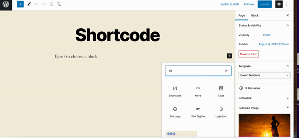 Using Shortcode