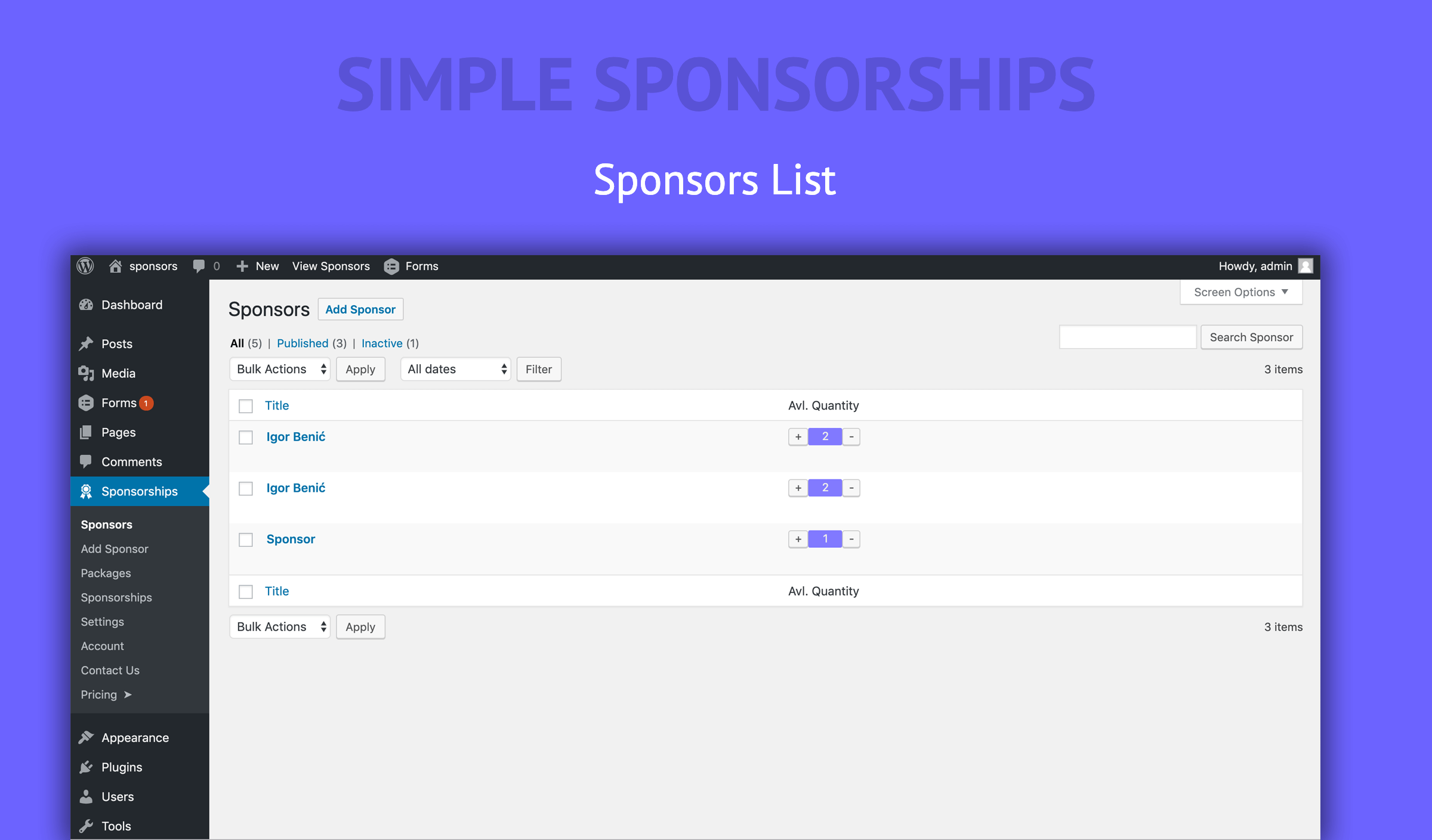 A screenshot of Sponsors.