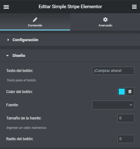 Configuraciones de diseño.