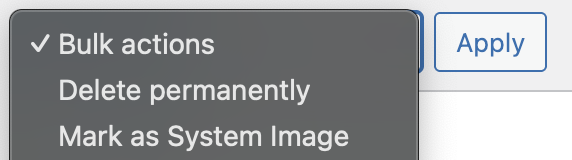 Just select the image(s) you want to make System Images and use the Bulk actions drop down to Mark or Unmark system images screenshot-2.png