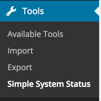 The 'Simple System Status' menu item, under 'Tools'