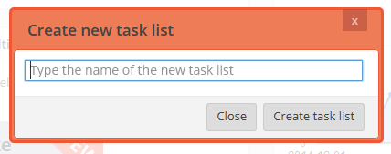 New tasks lists can easily be created by pressing the "+" button on the left of the task list tabs.