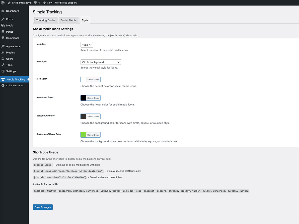 Style tab - Change social media icon appearance