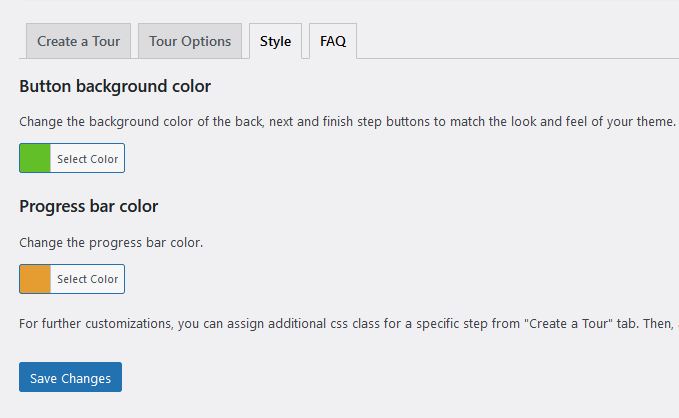 Plugin settings page: style options