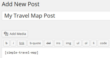 Placing this shortcode in a post or page displays your travel map.