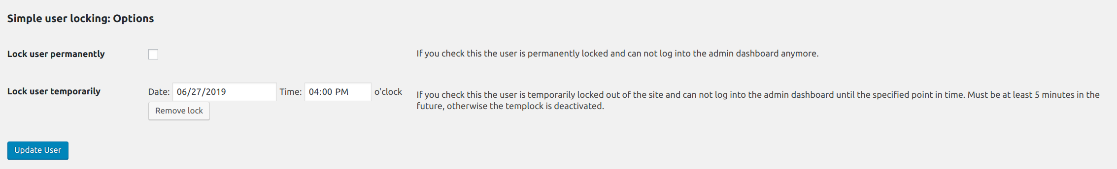User overview