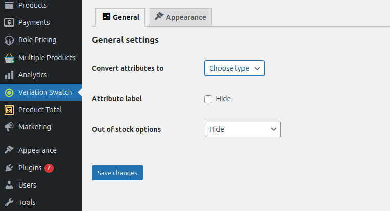 Admin settings - General