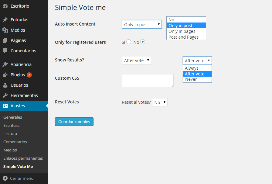 This screen shot shows the admin panel.