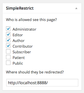 The SimpleRestrict meta box.