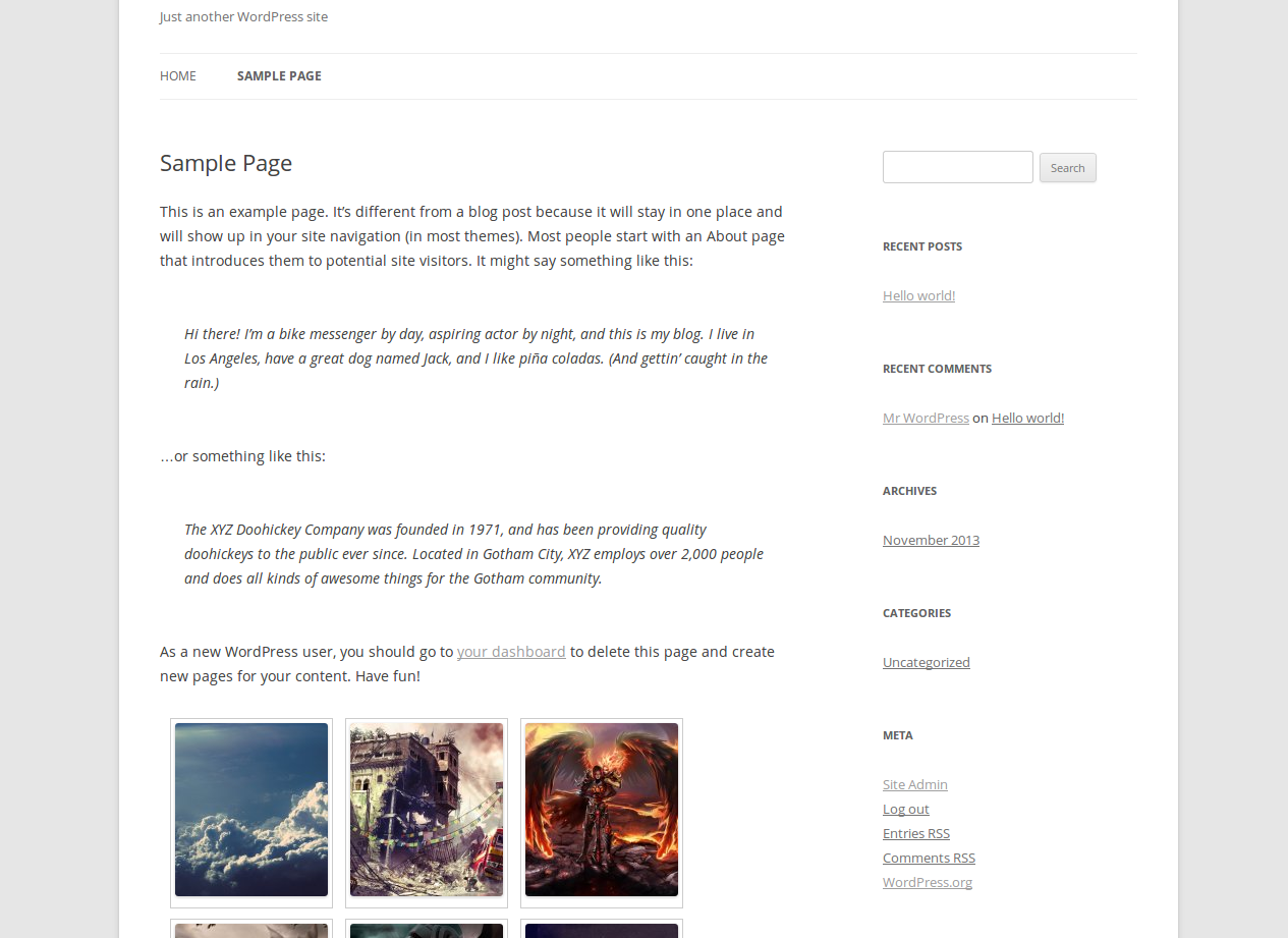 Simplicity Gallery from users interface on page