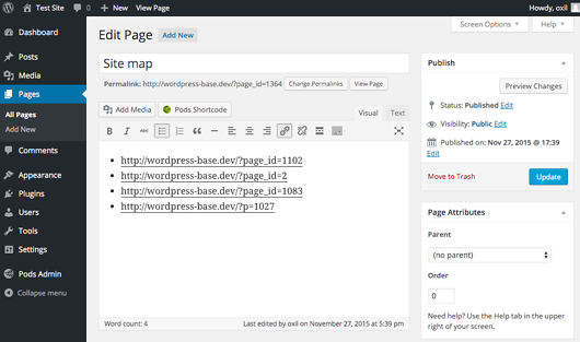 Generating a simple site map.