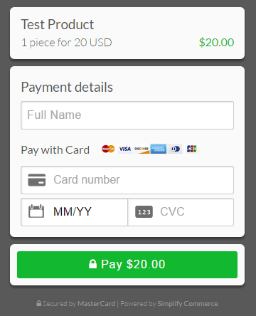 Simplify Commerce Payment Page
