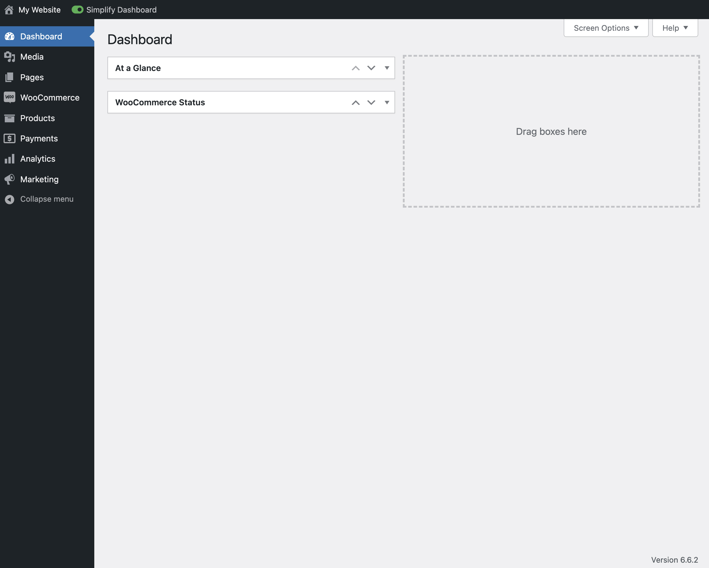 View of the admin screen with the toggle activated.