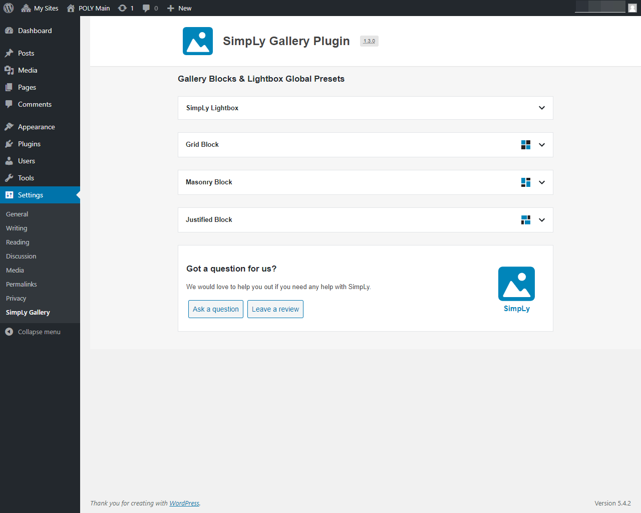 Plugin Settings Page