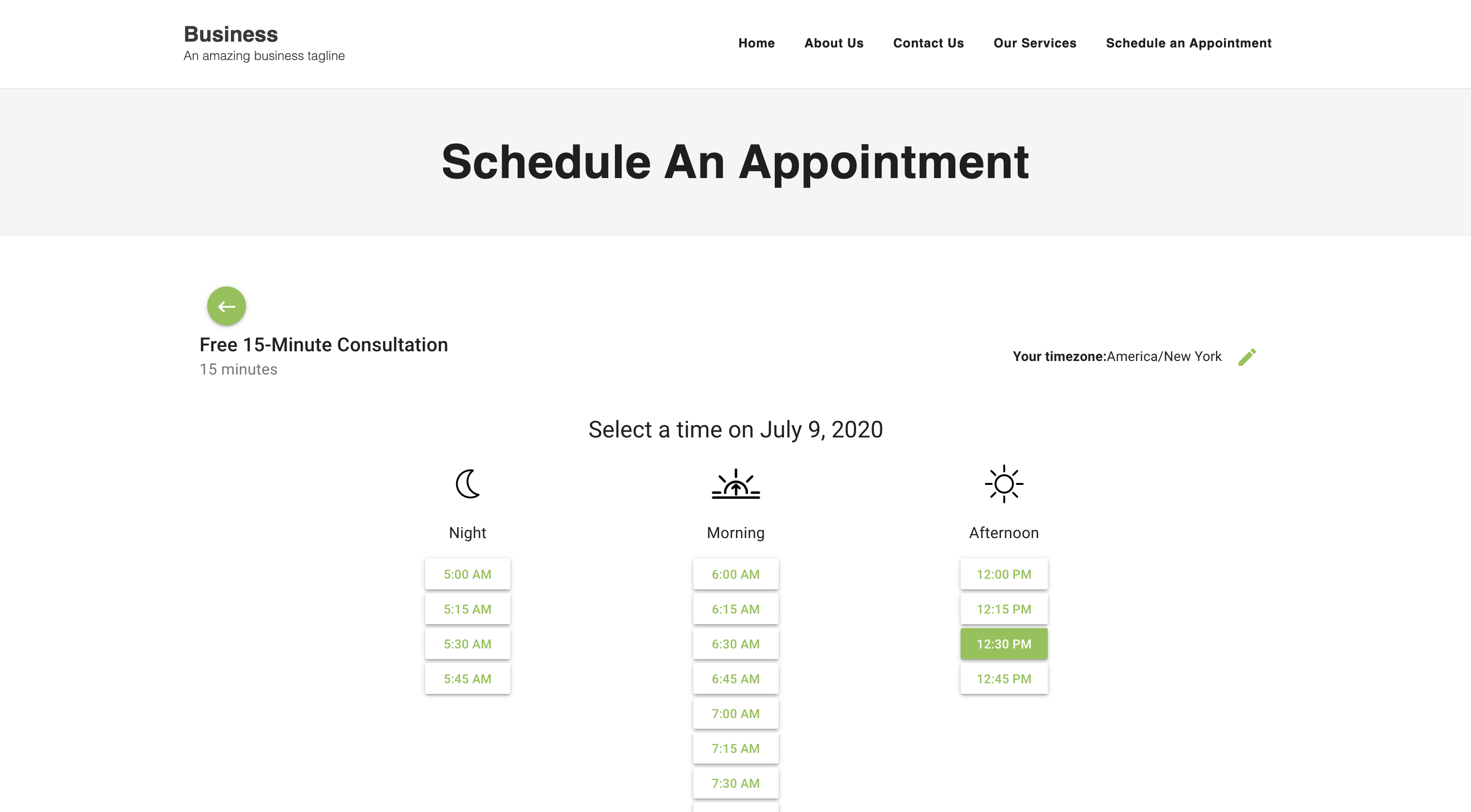 Schedule an Appointment using the built-in Booking Form.